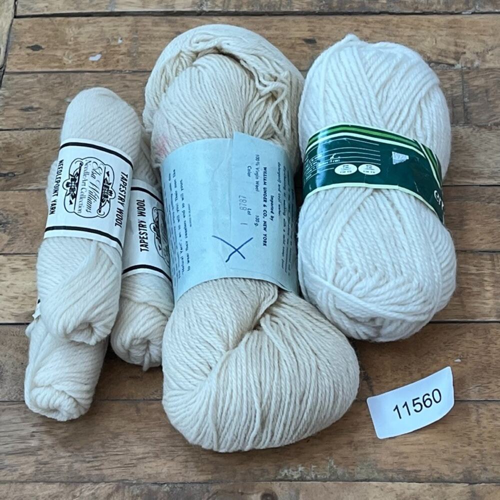 Mixed Yarn Lot All 100% Wool Ivory Elsa Williams Rygja Bouquet Emerald English